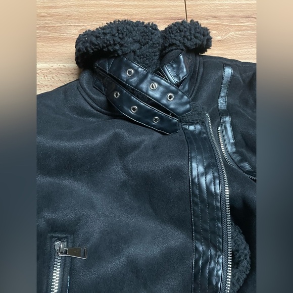 Black Faux Suede Motorcycle Jacket - Picture 11 of 11